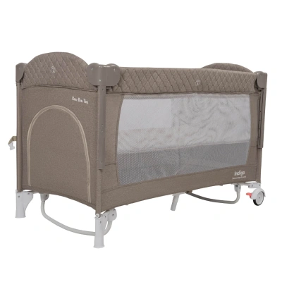 изображение Кровать-манеж Indigo BON-BON TOY c маятником, 2 уровня